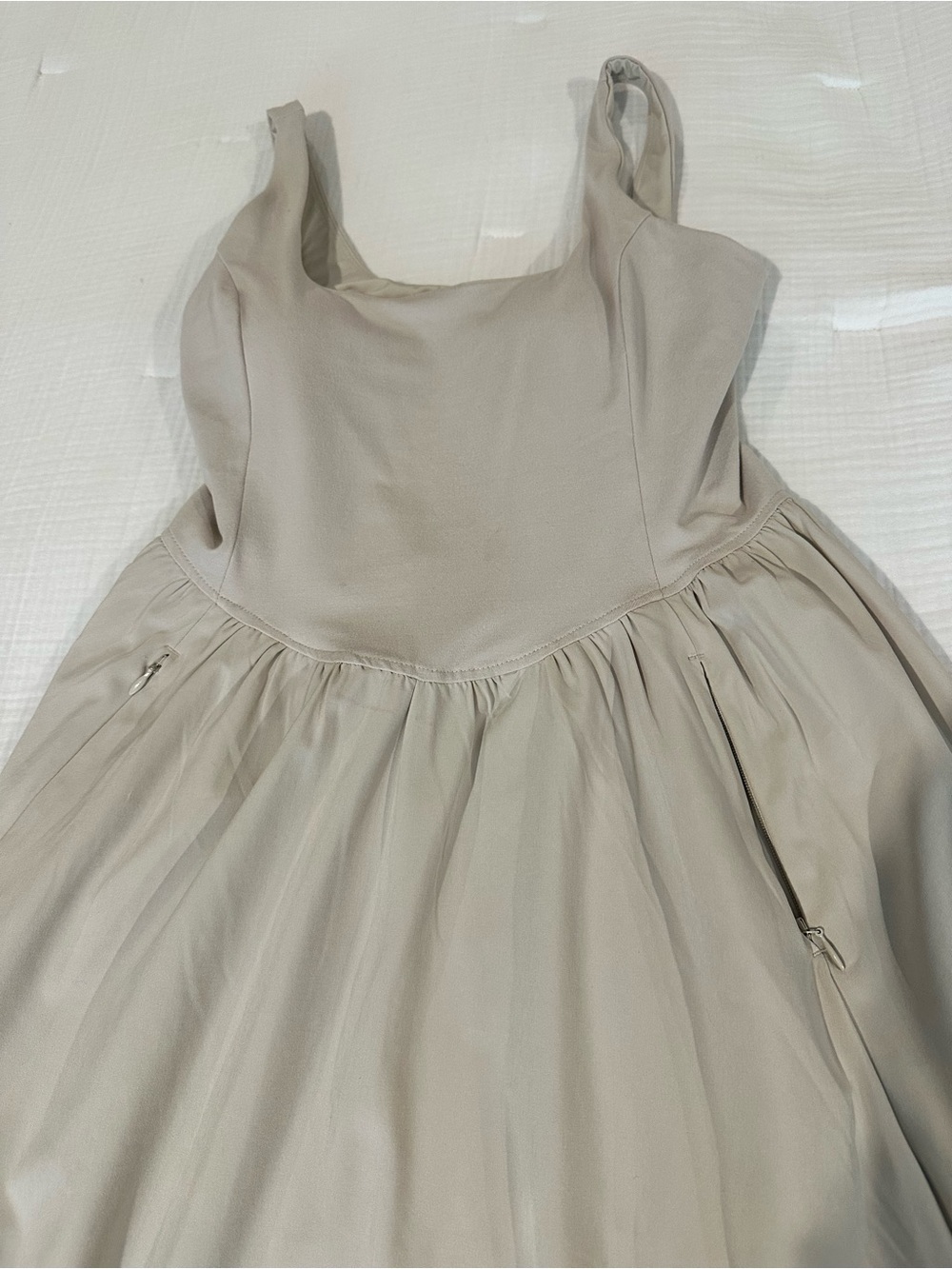 Zella Sleeveless Light Taupe A-Line Midi Dress with Pockets Size XS - Picture 1 of 4